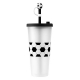 Vaso Soccer en color blanco con negro