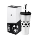 Vaso Soccer en color blanco con negro