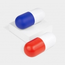 Anti stress en forma de Capsula en color azul y rojo