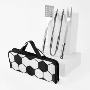 Set de BBQ Soccer en color blanco con negro