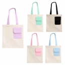 Bolsa de algodón con bolsillo frontal pastel Bagu