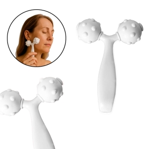 Masajeador facial de doble rodillo con mango ergonómico de plástico Kika