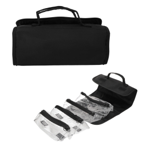 Cosmetiquera plegable con 4 bolsas transparentes de poliéster Maddy