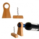 Soporte para botella de vino con sacacorchos de metal y bambú Baco