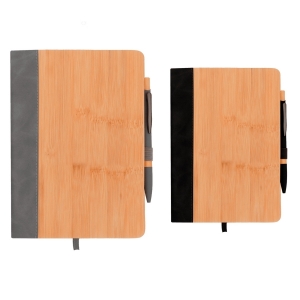 Libreta con simulación de madera de poliuretano con bolígrafo Opal