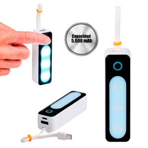 Power bank de 5000 mAh con lámpara de 4 niveles de ABS Inuit