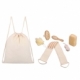 Kit de baño con 6 accesorios de madera Hela