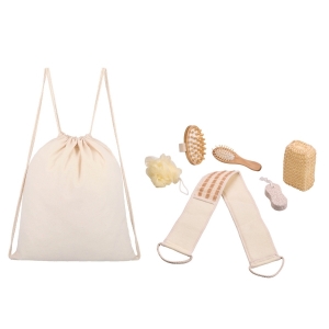 Kit de baño con 6 accesorios de madera Hela