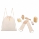 Kit de baño con 6 accesorios de madera Hela