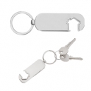 Llavero rectangular con destapador y diseño de casa de metal Okanis