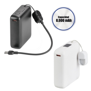 Power bank de 8000 mAh con cable tipo C de ABS Dinen